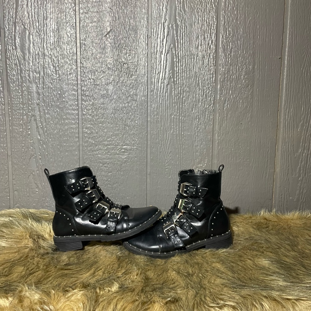 Stylish Black Buckle Ankle Boots